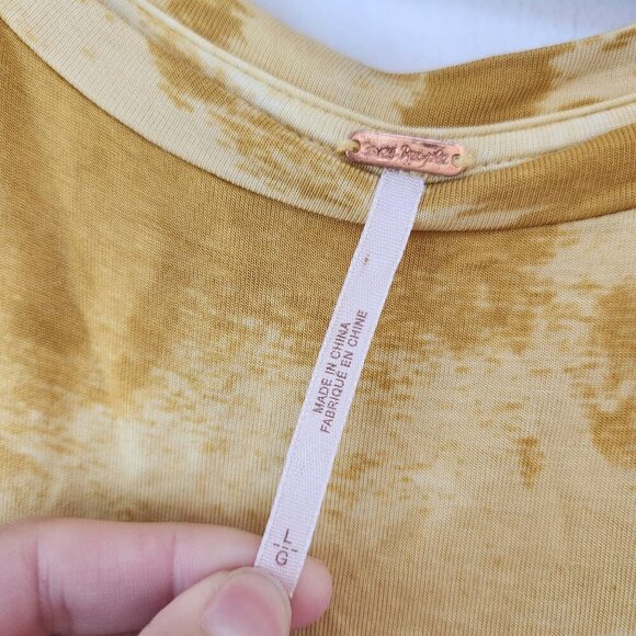 Free People Alyssa Wrap Dress Tie-Dye Yellow Full Length Maxi Women's L - Picture 8 of 11